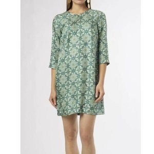 Nieves Lavi Ines 100% Silk Moroccan Resort Boho Green Blue Mini Dress 2